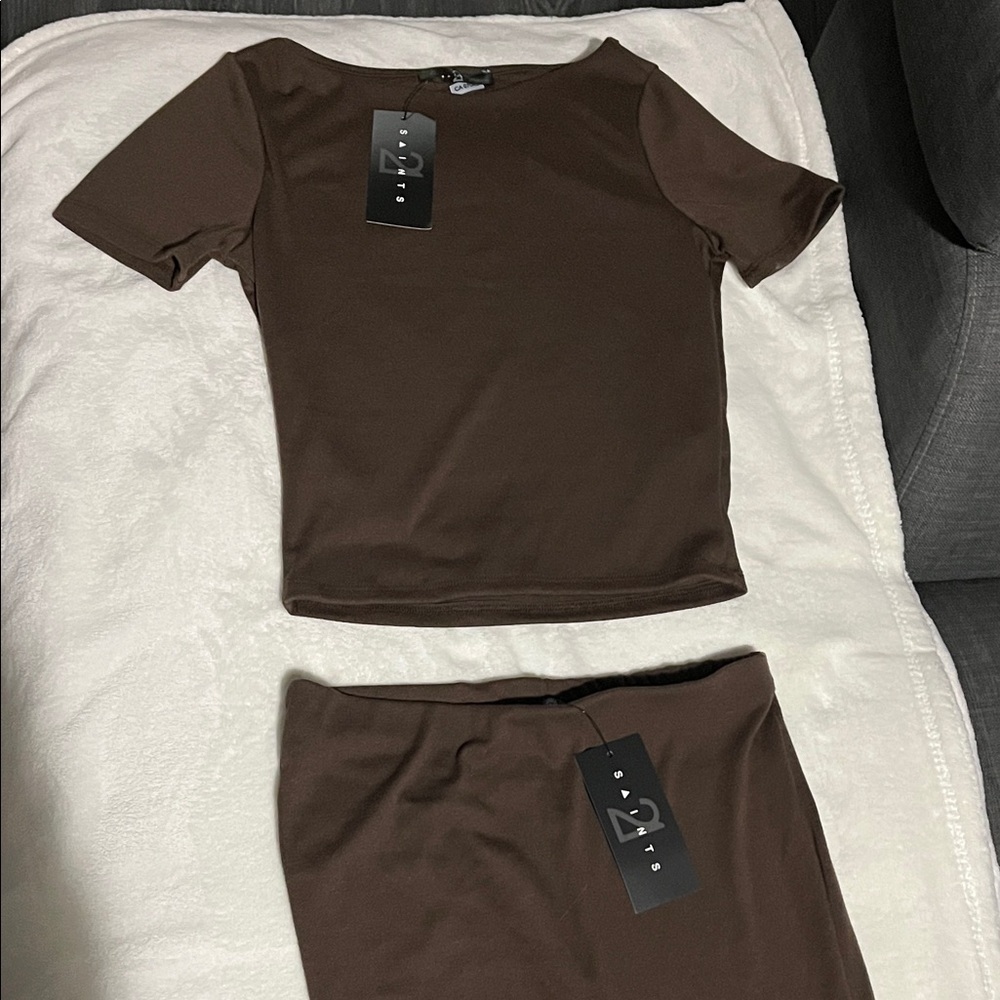 Ava Two-Piece Brown Women's Dress Set